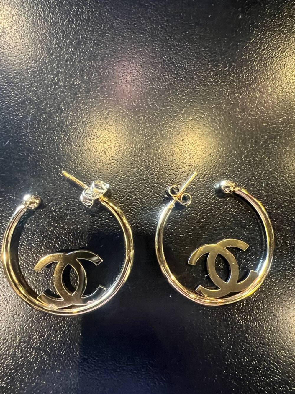 CHANEL Gold CC Hoop Earrings